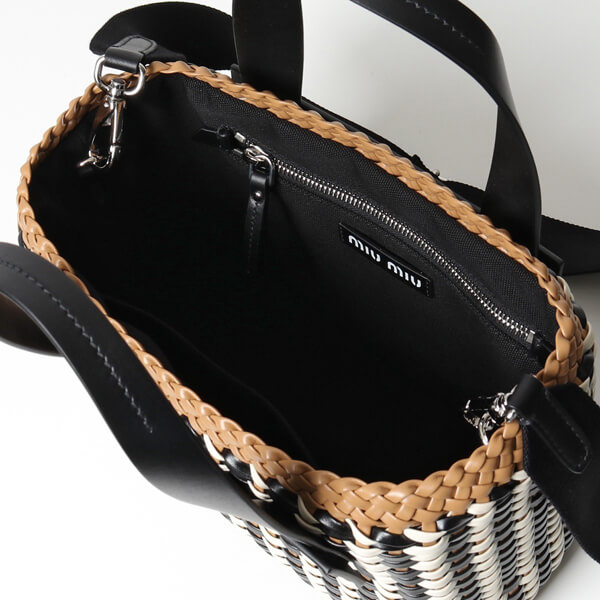 ミュウミュウ Woven 2Way ミュウミュウ ロゴ トート ハンドバッグ コピー